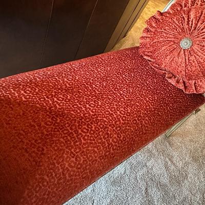 Fabric Covered Bench with Arms