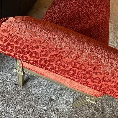 Fabric Covered Bench with Arms