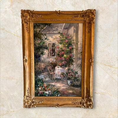 Oil Painting with Ornate Gold Frame