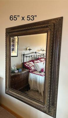 Large Ornately Framed Bevelled Wall Mirror