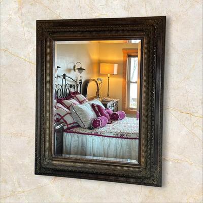 Large Ornately Framed Bevelled Wall Mirror