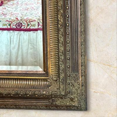 Large Ornately Framed Bevelled Wall Mirror