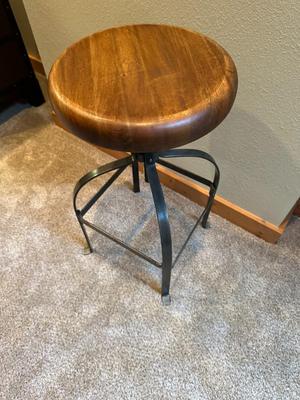Heavy Metal and Wood Swivel Stool