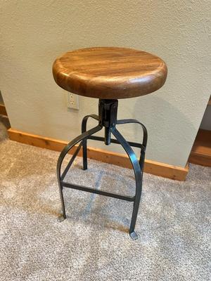 Heavy Metal and Wood Swivel Stool