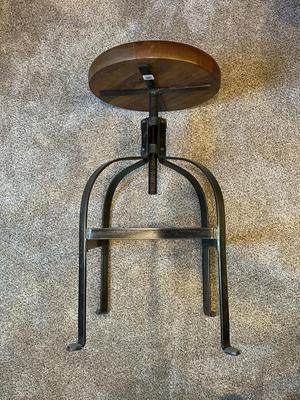 Heavy Metal and Wood Swivel Stool