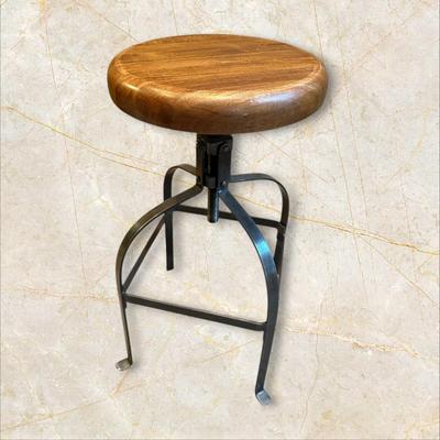 Heavy Metal and Wood Swivel Stool