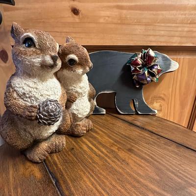 Animal Decor -Squirrels and Bear