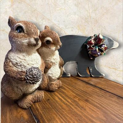 Animal Decor -Squirrels and Bear