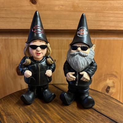 Pair of Harley Davidson Gnome Figurines