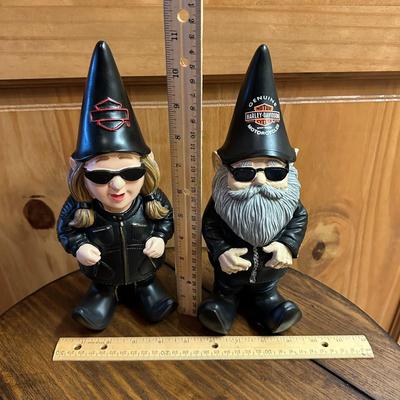 Pair of Harley Davidson Gnome Figurines
