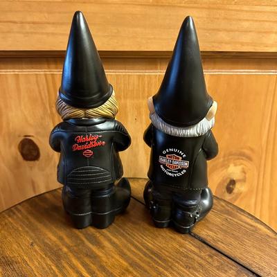 Pair of Harley Davidson Gnome Figurines