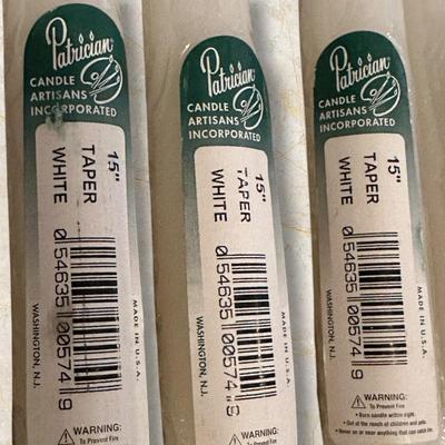 Lot of 14 Unused New White Taper Candles by Patrician