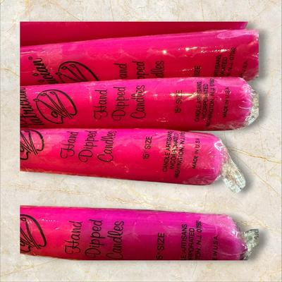 Lot of Pink, Maroon, and Yellow Taper Candles