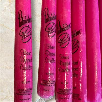 Lot of Pink, Maroon, and Yellow Taper Candles