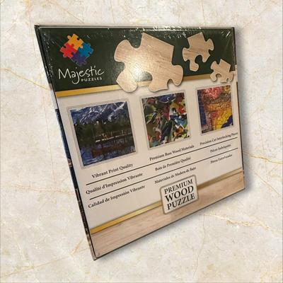 Box of Puzzles, 1 Sealed w Wood Pieces