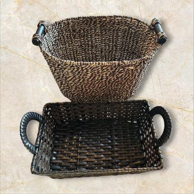 *2 Woven Baskets with Handles