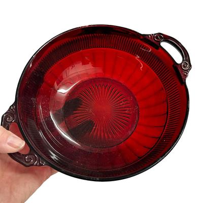 Lot of 3 Red Glass Pieces- 2 Bowls & a Vase