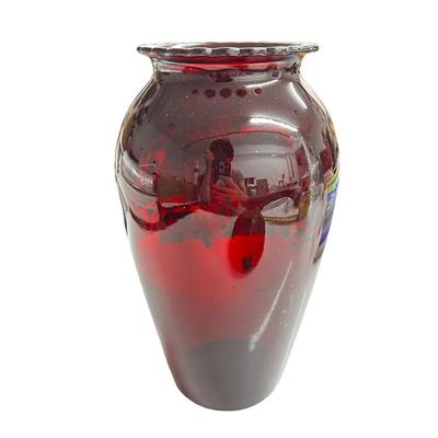 Lot of 3 Red Glass Pieces- 2 Bowls & a Vase