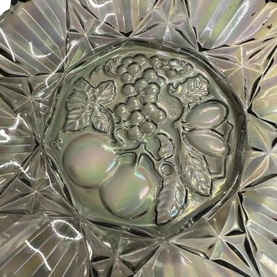 Vintage Federal Glass Smoke Carnival Pioneer Ruffled Edge Serving Bowl