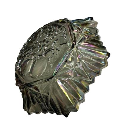 Vintage Federal Glass Smoke Carnival Pioneer Ruffled Edge Serving Bowl