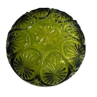 Anchor Hocking Cameo and Star Medallion Green Glass Serving Bowl