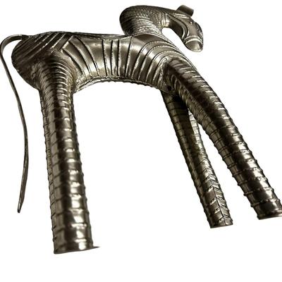 Metal Zebra Sculpture in Brutalist Style 15" Tall