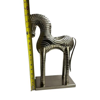 Metal Zebra Sculpture in Brutalist Style 15" Tall