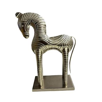 Metal Zebra Sculpture in Brutalist Style 15" Tall