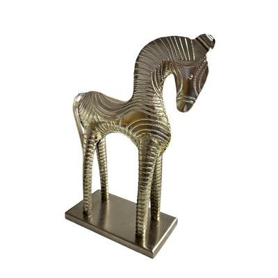 Metal Zebra Sculpture in Brutalist Style 15" Tall