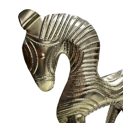 Metal Zebra Sculpture in Brutalist Style 15" Tall