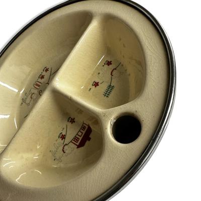 Vintage Child's Divided Ceramic "Heated" Bowl with Handles