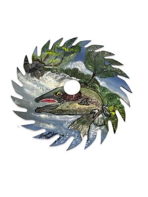 Vintage Handpainted Saw Blade with Fish 1991 by Brenda Franklin