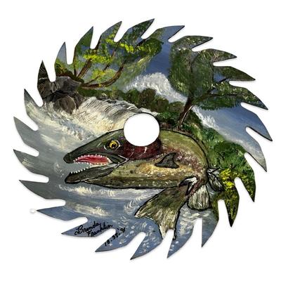 Vintage Handpainted Saw Blade with Fish 1991 by Brenda Franklin