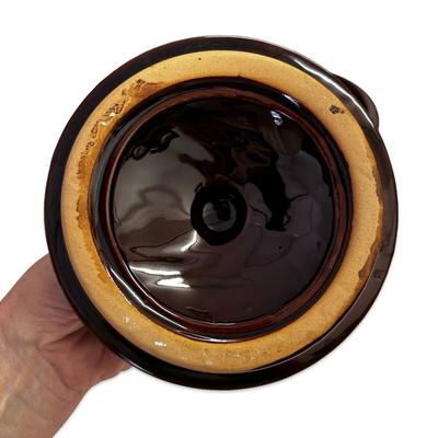 Brown Crock with Lid & Handles