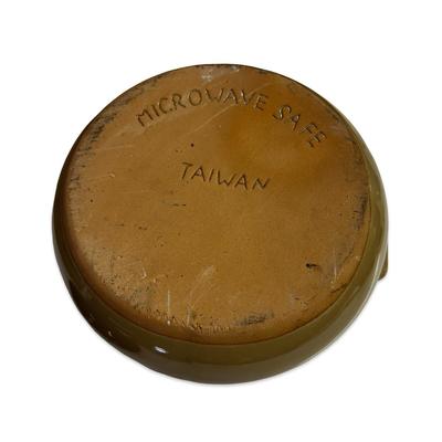 Brown Crock with Lid & Handles