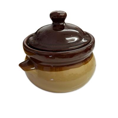 Brown Crock with Lid & Handles