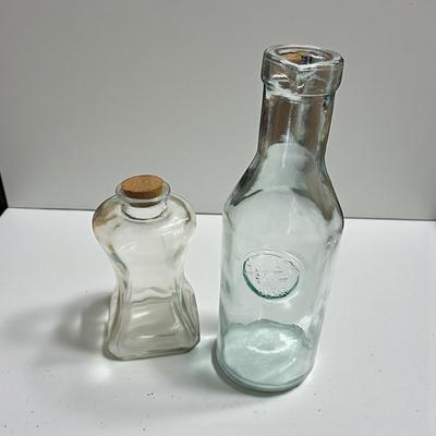 Glass Recycled Pouring Bottle and Jar with Cork