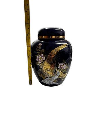 Blue Interpur Lidded Jar made in Japan