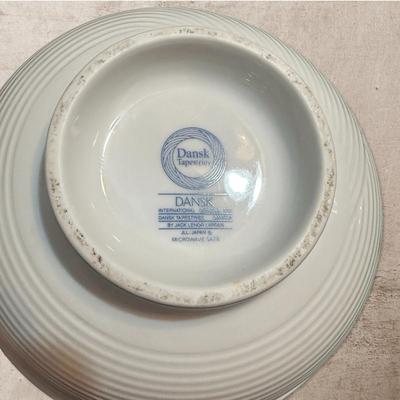 White Dansk Tapestries Bowl w Blue & Gray Trim