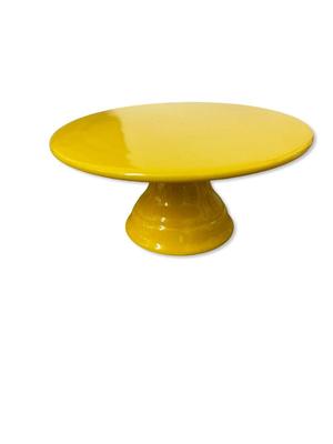 Yellow Cake Stand & Small Ceramic Dish