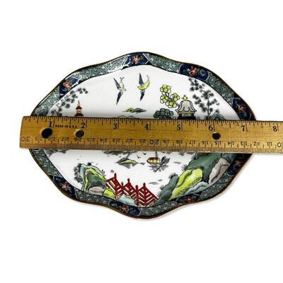 Yellow Cake Stand & Small Ceramic Dish
