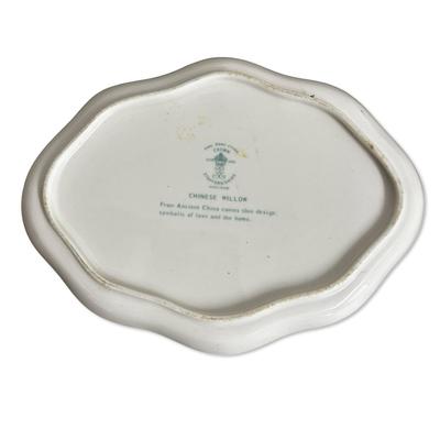 Yellow Cake Stand & Small Ceramic Dish