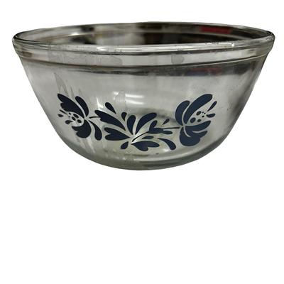 Lot of 2 Glass Bowl and Lidded Jar with Blue Decoration