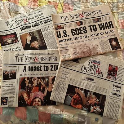 4 Vintage NewsPapers 2000/Putin/Yeltsin/Afghan