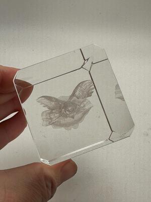 Glass Etched Angel Cube