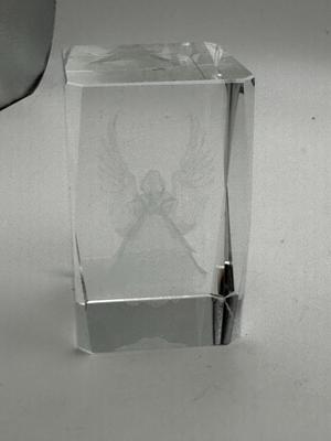 Glass Etched Angel Cube