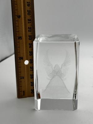 Glass Etched Angel Cube