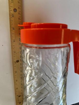 Vintage TANG Glass Container with Orange Lid