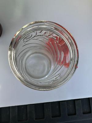 Vintage TANG Glass Container with Orange Lid