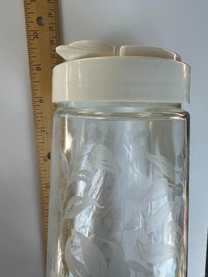 Vintage White Lidded TANG Glass Container